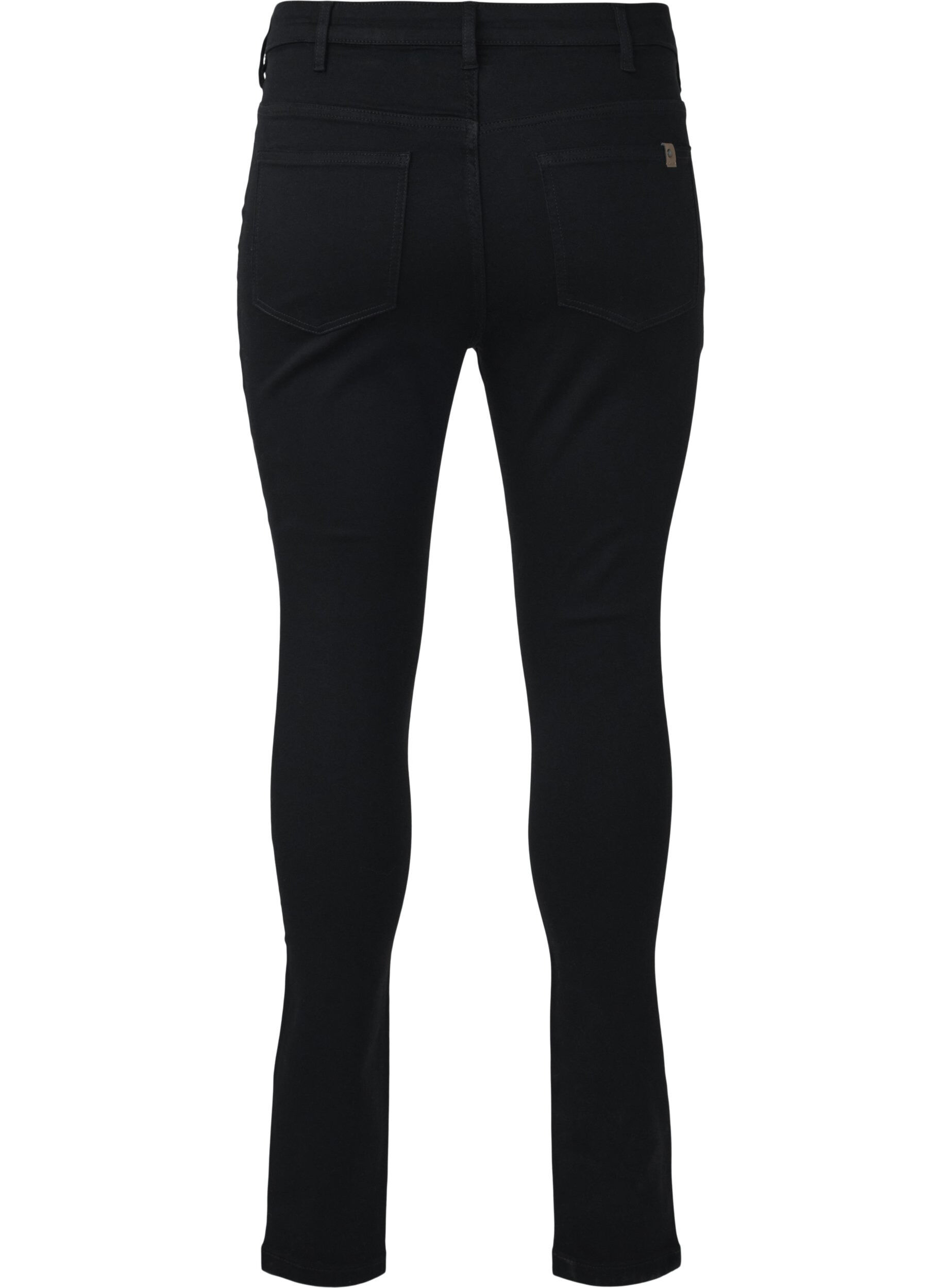 Zizzi High-waisted Amy jeans met knoopsluiting, Black, Packshot image number 1