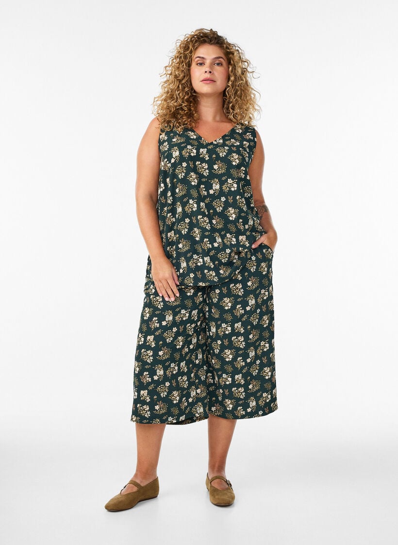 Culotte broek met print, Zwart, Model image number 1