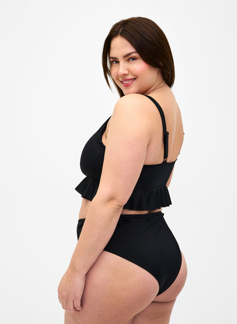 Bikinislip met ruches, Zwart, Model image number 1