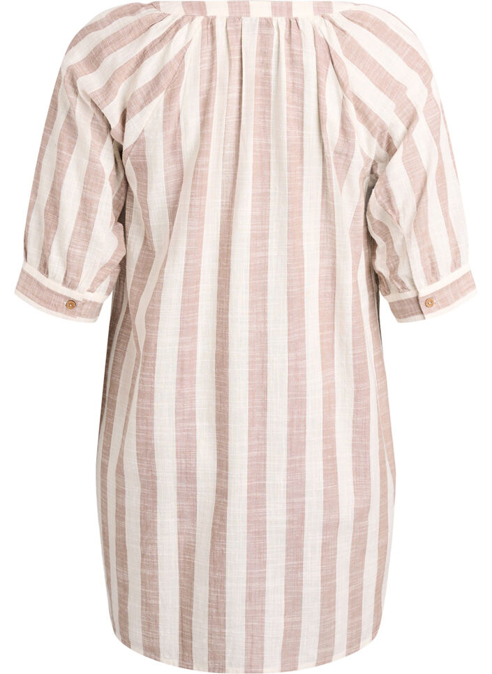 Katoenen tuniek met V-hals, Beige, Packshot image number 1