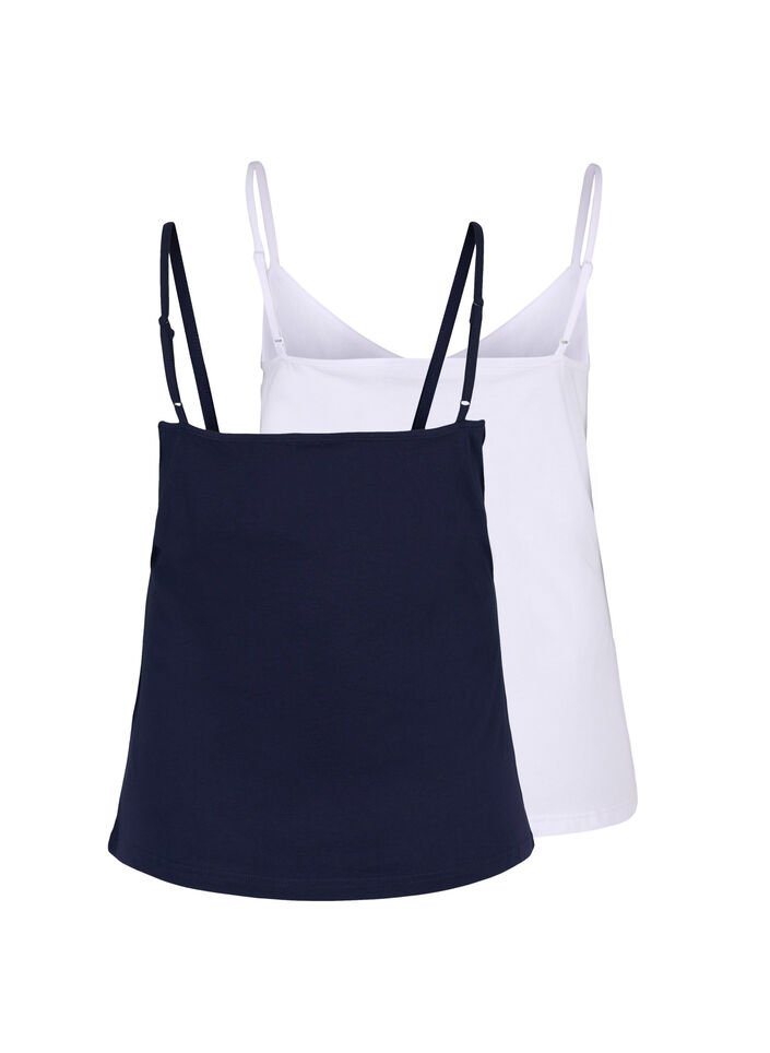 Set van 2 basic tops in katoen, Navy B/B White, Packshot image number 1