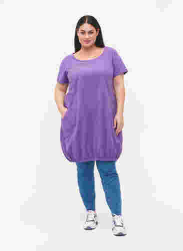 Katoenen jurk met korte mouwen, Deep Lavender, Model image number 2