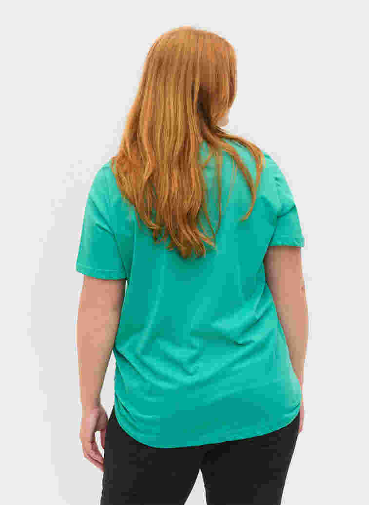 Katoenen t-shirt met korte mouwen en print, Sea Green, Model image number 1