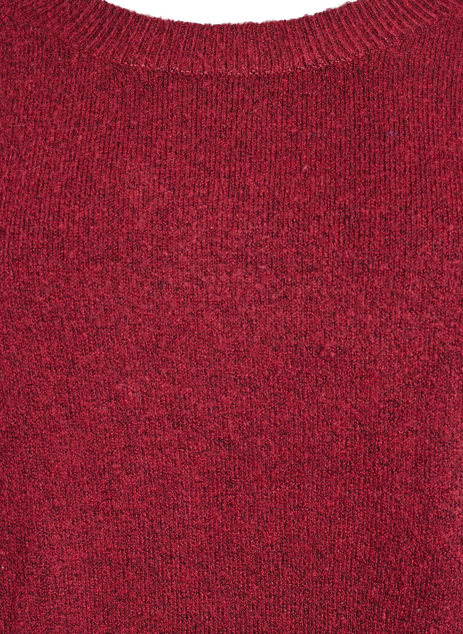 Zizzi Lange gebreide blouse met bolknopen, Donker Bordeaux, Packshot image number 2