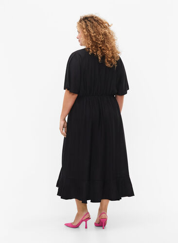 Midi-jurk met vleermuismouwen, Black, Model image number 1