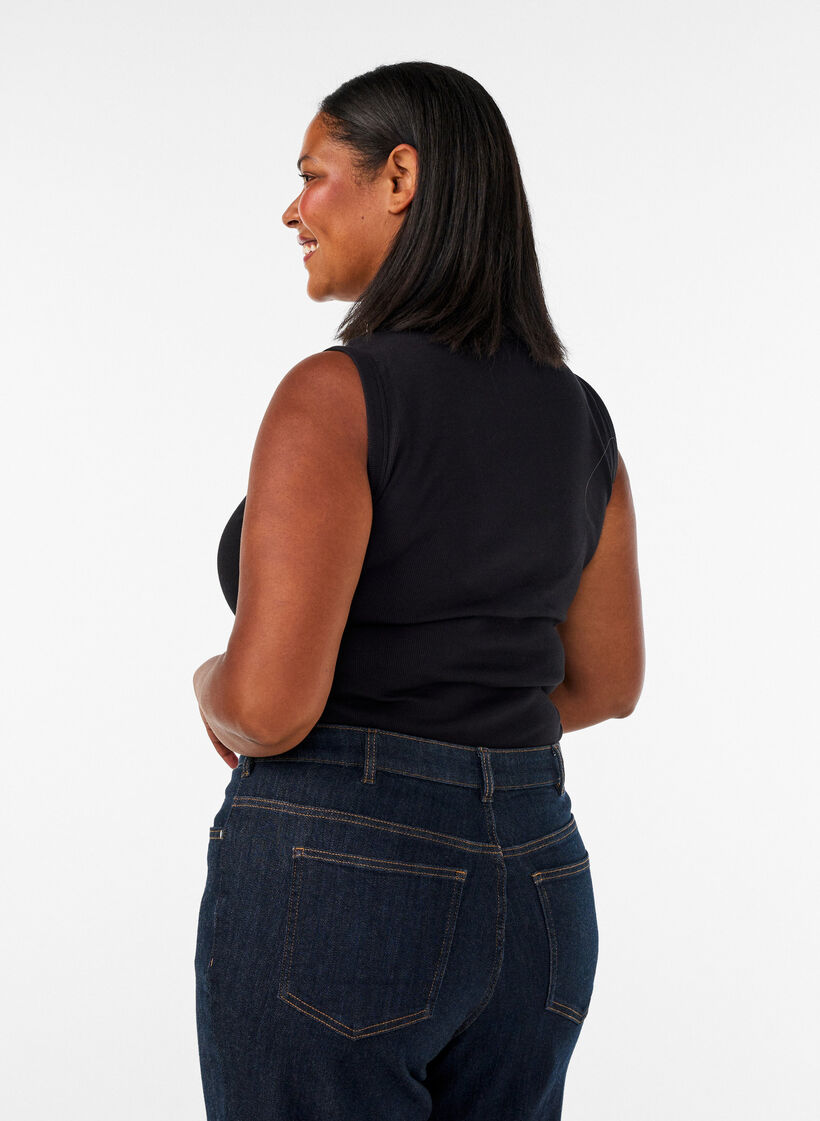 Rib top with square neckline, Black, Model image number 2