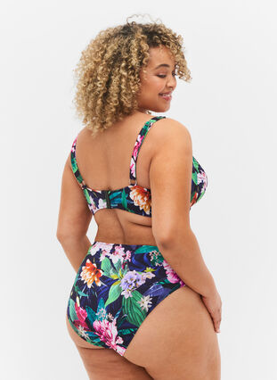 Bikinibroekje met hoge taille, Flower Print, Model image number 1