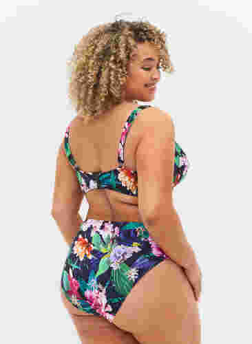 Bikinibroekje met hoge taille, Flower Print, Model image number 1