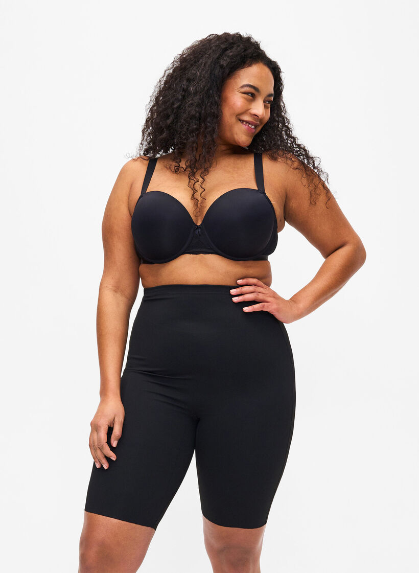 Lange, lichte shapewear korte broek, Zwart, Model image number 0