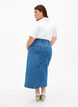 Halflange denim rok met split aan de achterkant, Denim Blue, Model image number 1