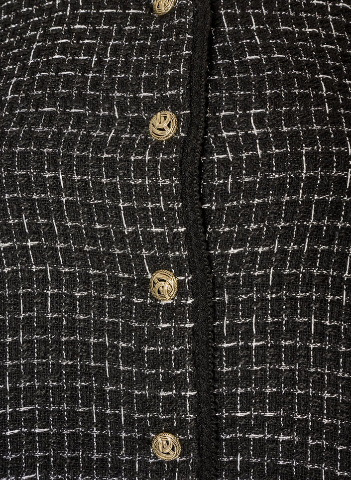 Jasje in boucl&eacute; met goudkleurige knopen, Zwart, Packshot image number 2
