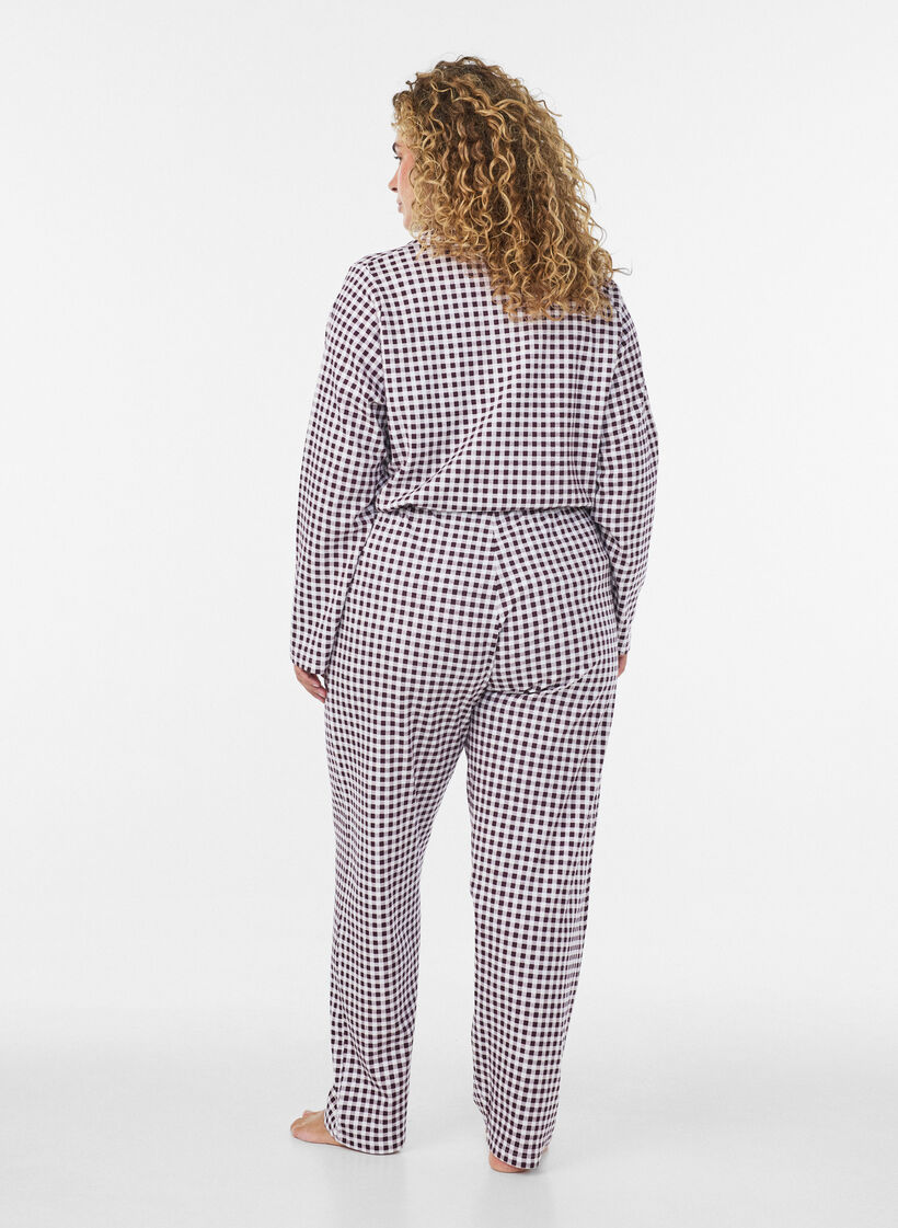 Katoenen pyjamabroek met hoge taille, Rood, Model image number 1