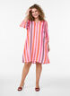 Korte jurk in linnen en viscose met 3/4 mouwen, Roze, Model image number 1