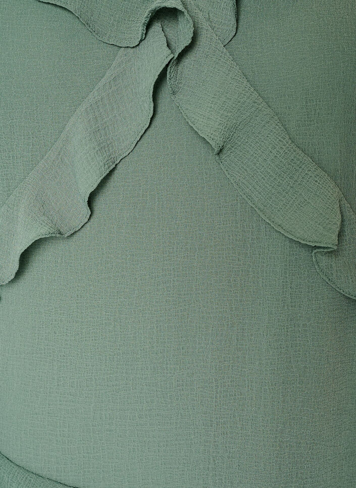 Chiffon jurk met asymmetrische ruches, Groen, Packshot image number 2
