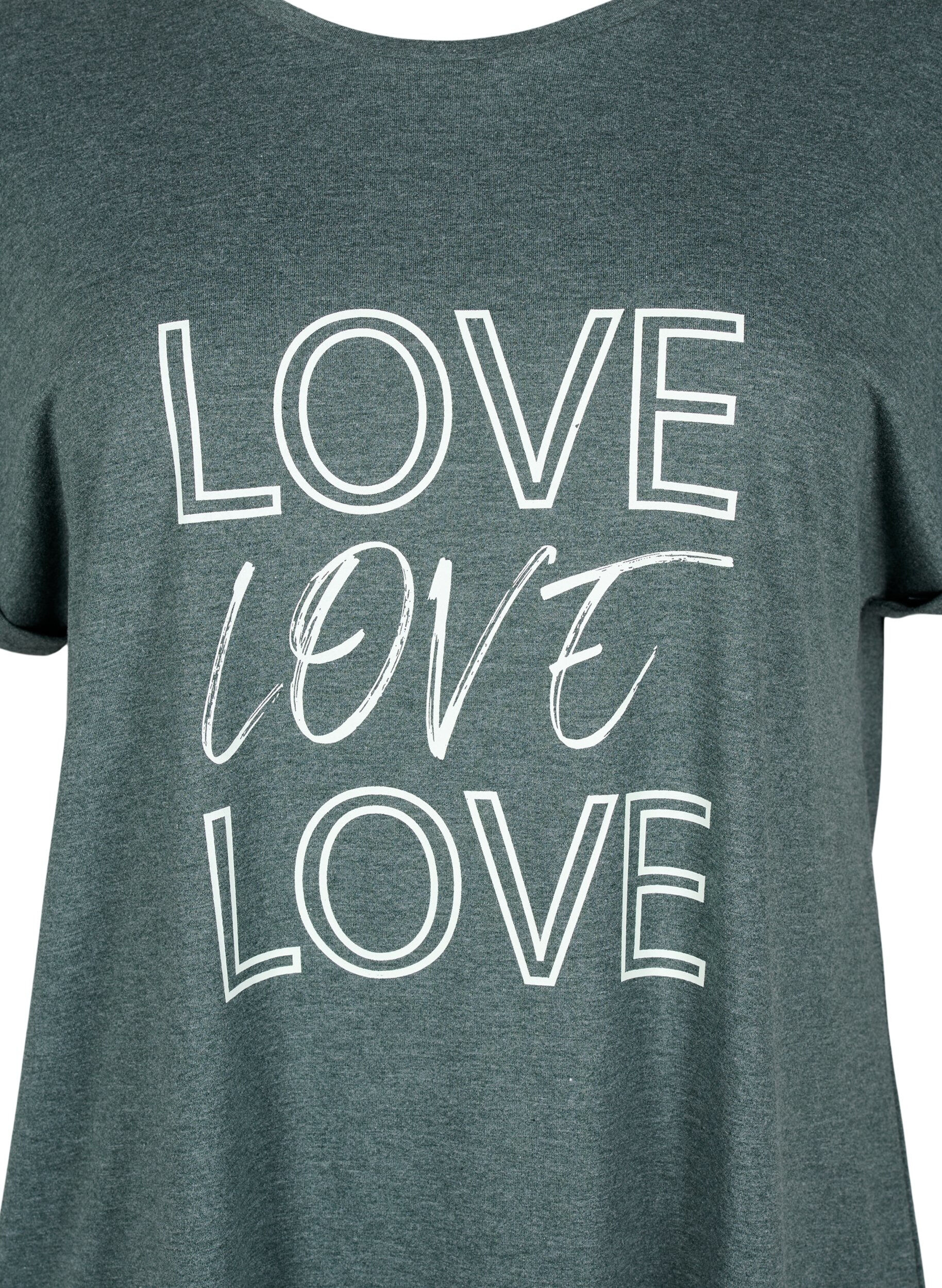 Zizzi Nachtjapon met korte mouwen en tekstopdruk, , Packshot image number 2