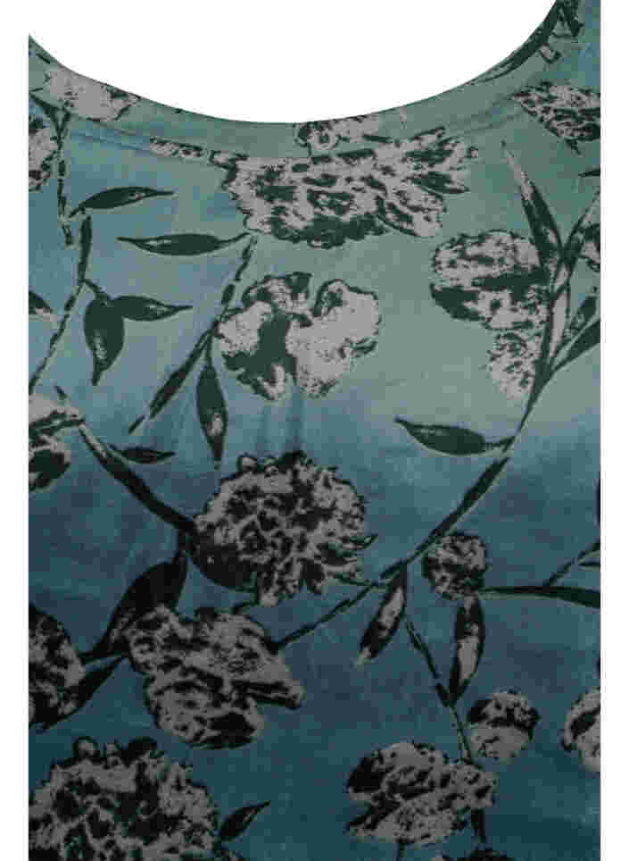 Velours top met lange mouwen en bloemenprint, Green Gables AOP, Packshot image number 2