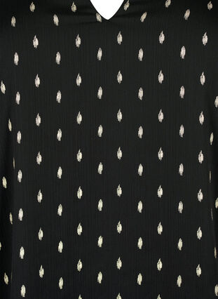 Bedrukte blouse met V-halslijn, Black w. Gold, Packshot image number 2