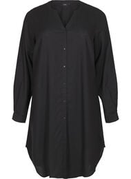 Lange shirt in linnen en viscose, Zwart