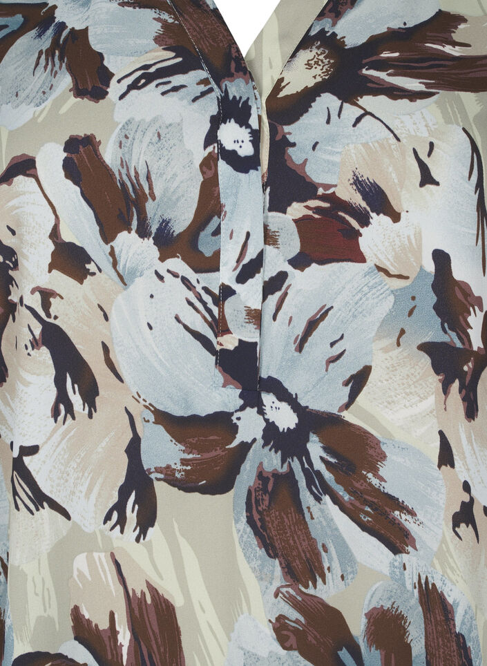 Tuniek met lange mouwen en print, Grey Flower AOP, Packshot image number 2