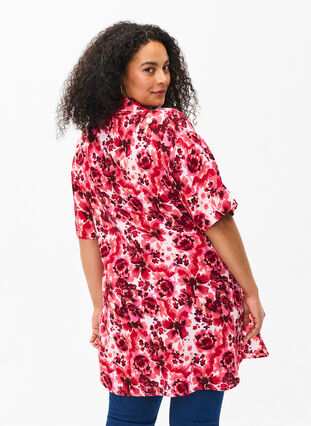 Lang shirt met all-over print, Pink AOP Flower, Model image number 1