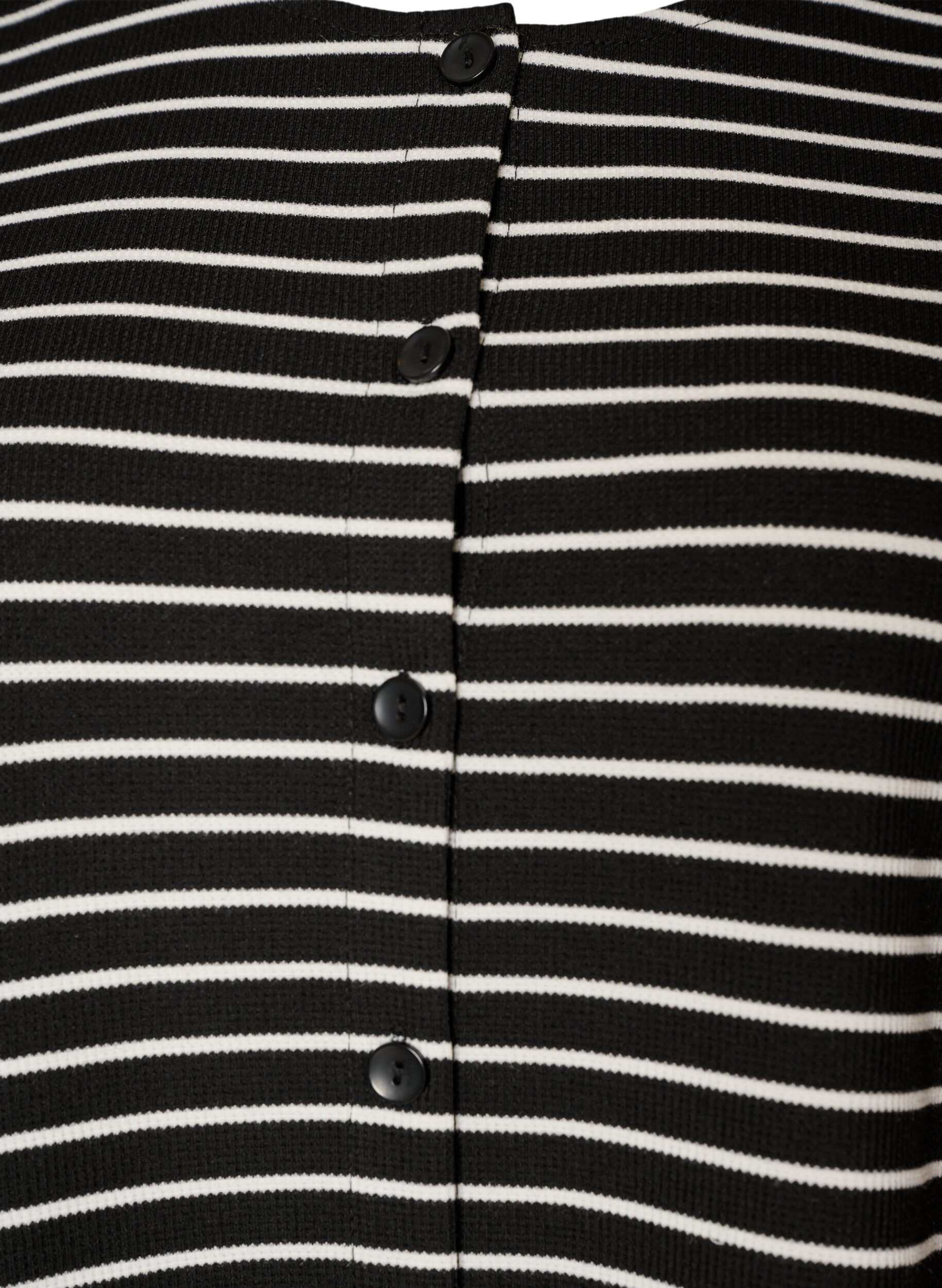 ZizziBlouse met een geribde textuur en knoopsluiting, Zwart, Packshot image number 2