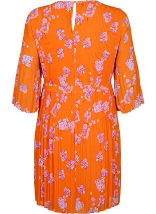 Bedrukte geplooide jurk met bindband, Exuberance Flower, Packshot image number 1