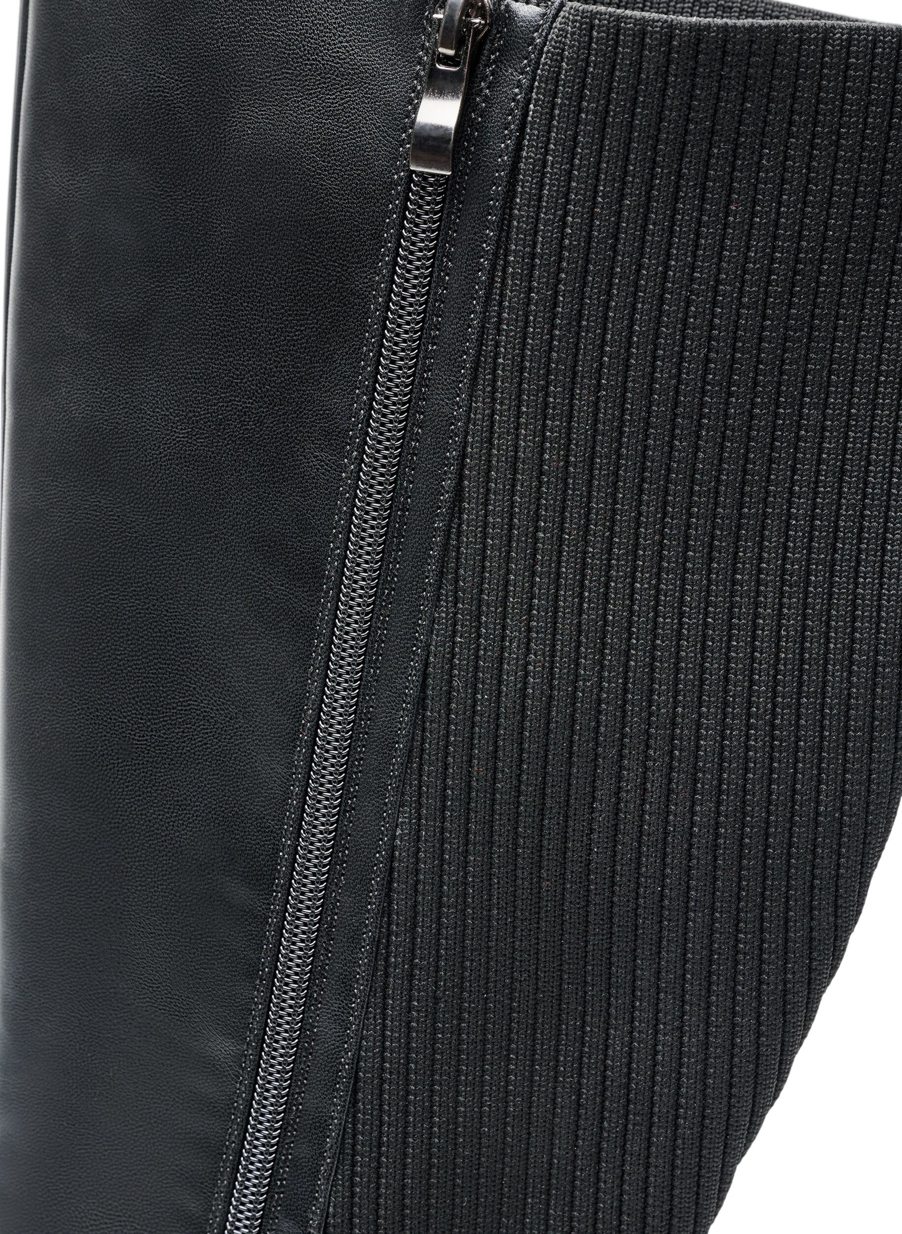ZizziLange laars met geribde panelen, Zwart, Packshot image number 4