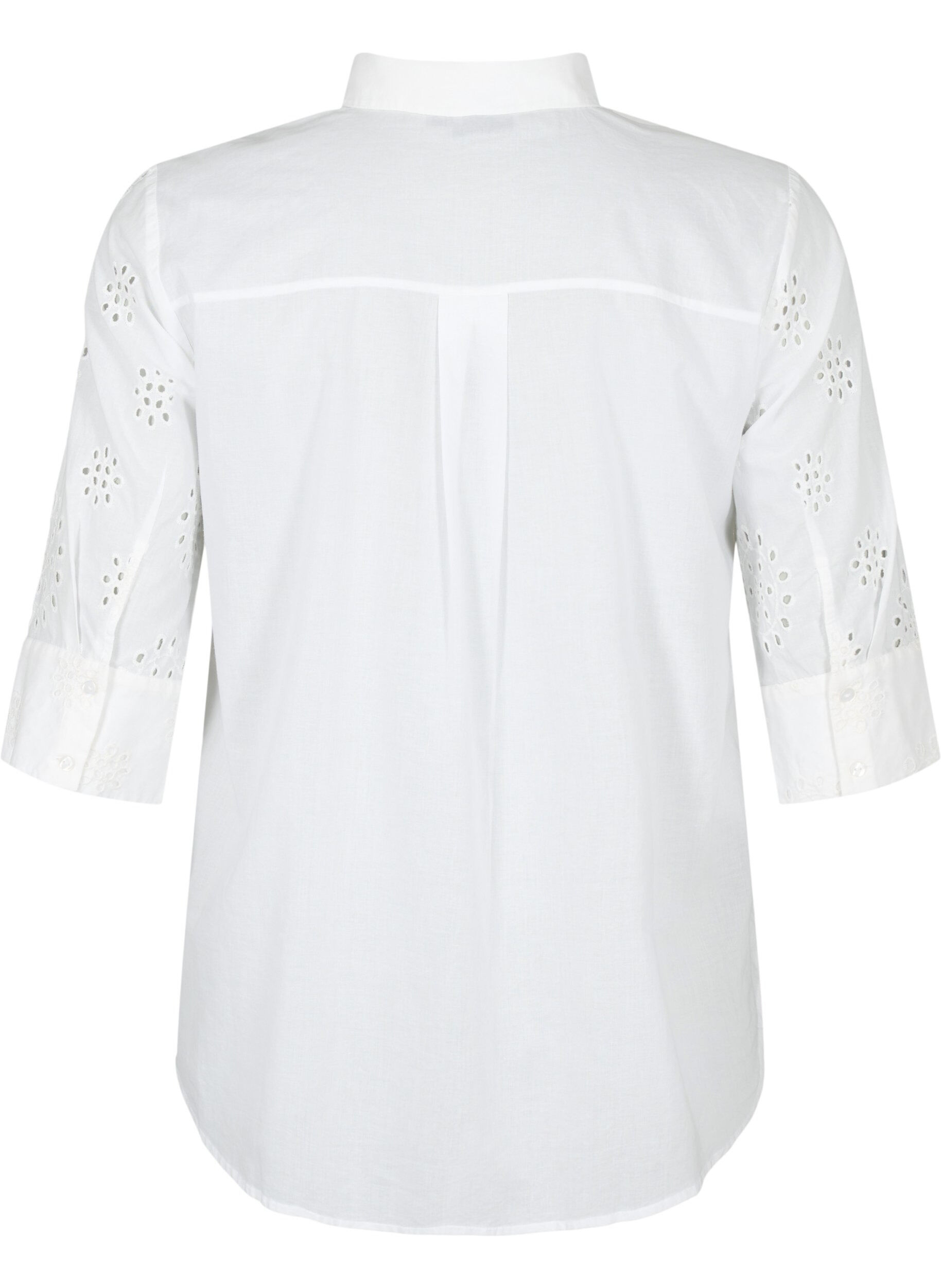 Zizzi Shirtblouse met Engels borduurwerk en 3/4-mouwen, Bright White, Packshot image number 1