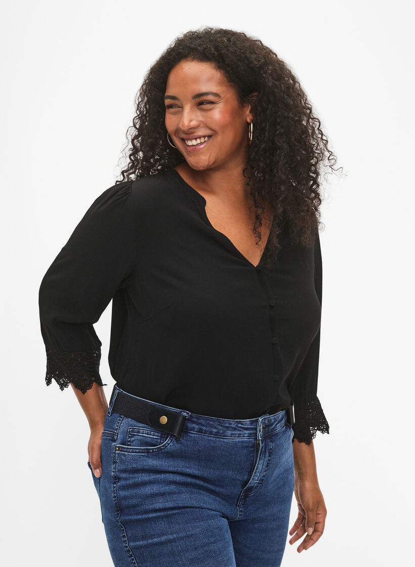 Elastische riem met lurex, Black, Model image number 0