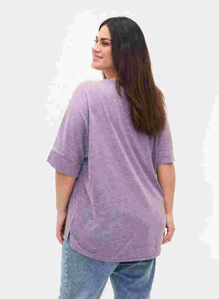 Gemêleerde blouse met korte mouwen, Vintage Violet Mel., Model image number 1