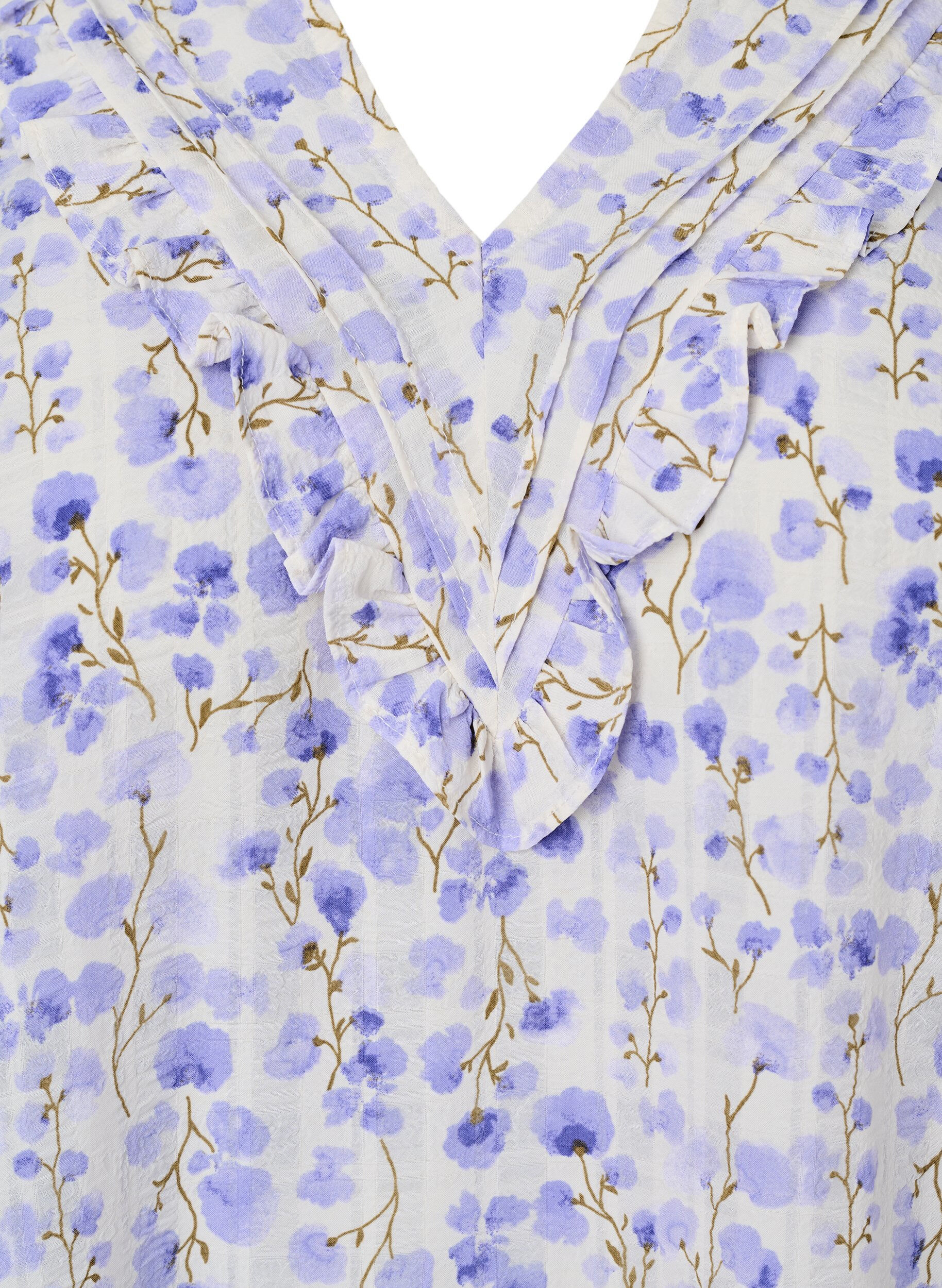 Zizzi Blouse met V-hals, korte mouwen en bloemenprint, Wit, Packshot image number 2