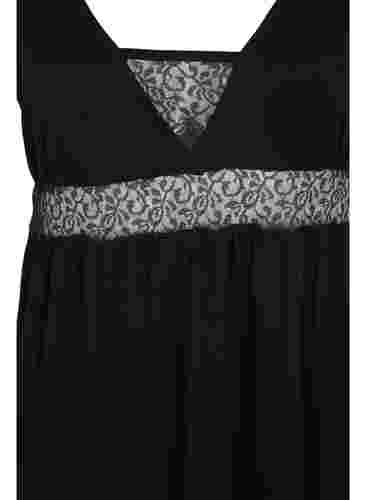Viscose pyjama jurk met kanten details, Black, Packshot image number 2