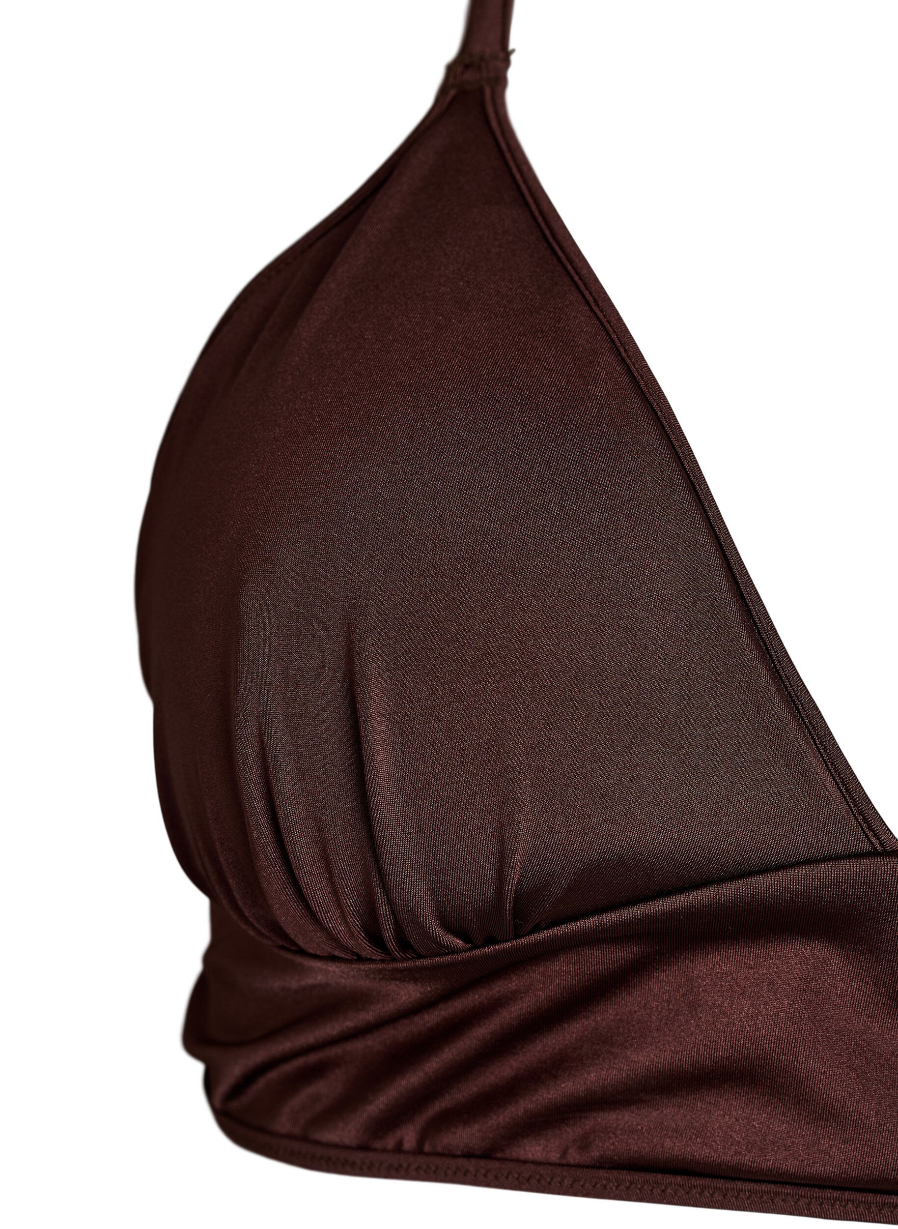 ZizziOmkeerbare bikinitop met V-hals en gekruiste bandjes op de rug, Bruin, Packshot image number 2