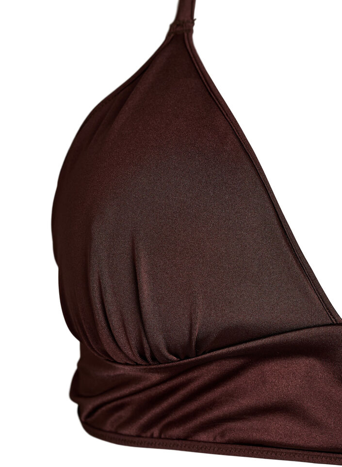 Omkeerbare bikinitop met V-hals en gekruiste bandjes op de rug, Bruin, Packshot image number 2