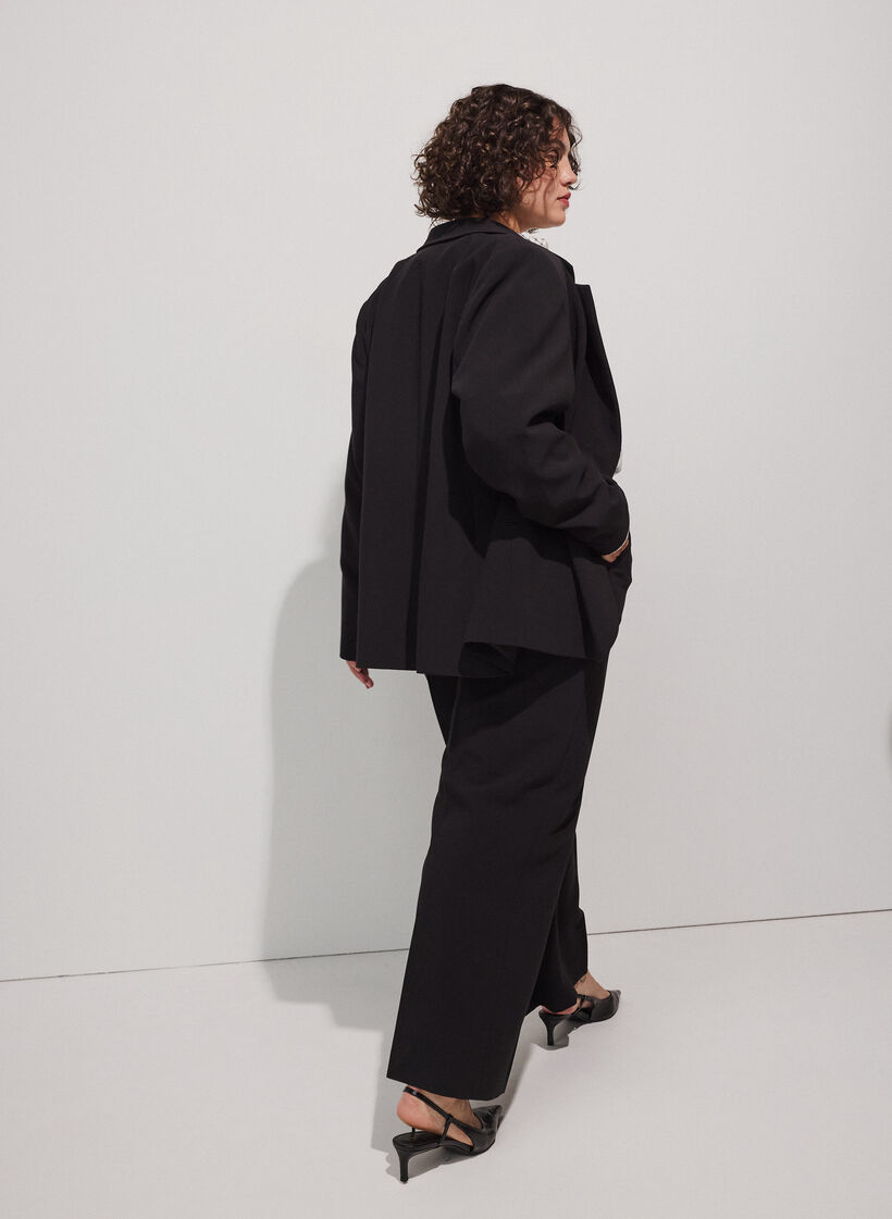 Op maat gemaakte broek met wijde pijpen en hoge taille, Zwart, Model image number 1