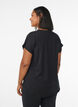 Sportief t-shirt met korte mouwen en v-hals, Zwart, Model image number 2