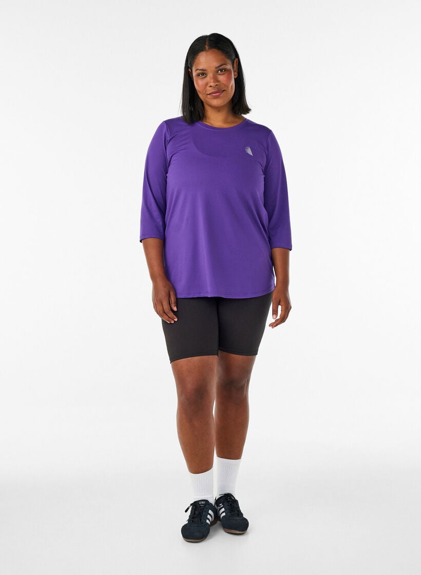 Sporttop met 3/4 mouwen, Paars, Model image number 1