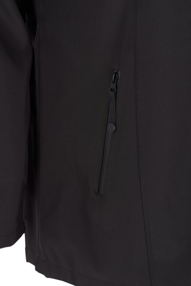 Korte softshell jas met capuchon, Black, Packshot image number 3