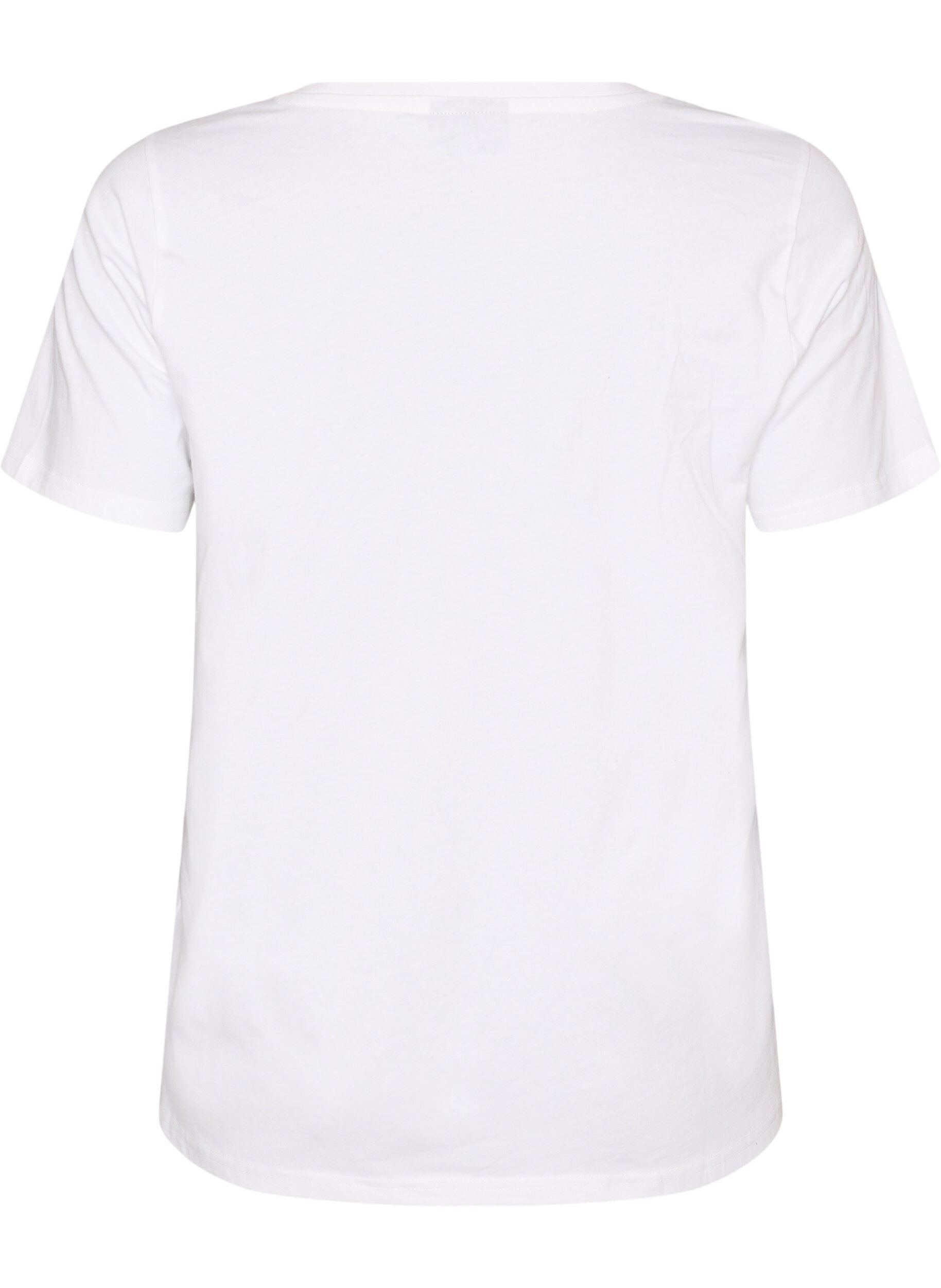 ZizziDit T-shirt van biologisch katoen met strandprint, Wit, Packshot image number 1