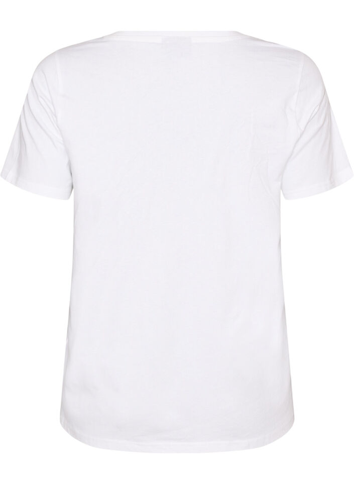 Dit T-shirt van biologisch katoen met strandprint, Wit, Packshot image number 1