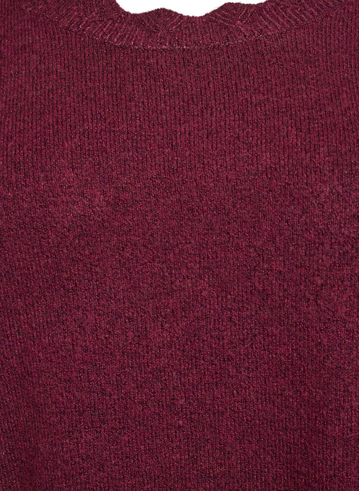 Gebreide blouse met golvende randen, Donker Bordeaux, Packshot image number 2