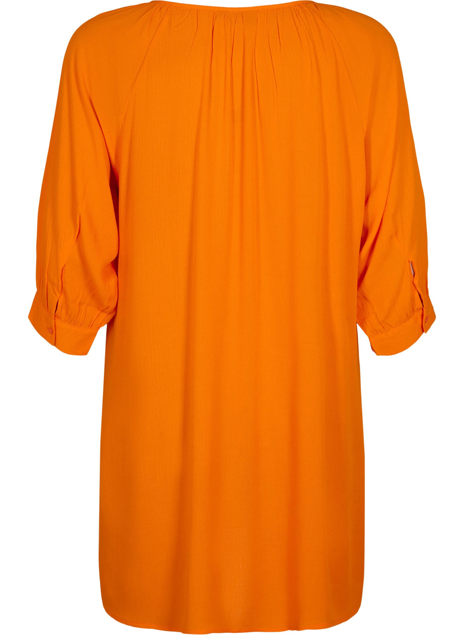 Zizzi Tuniek van viscose met 3/4-mouwen, Oranje, Packshot image number 1