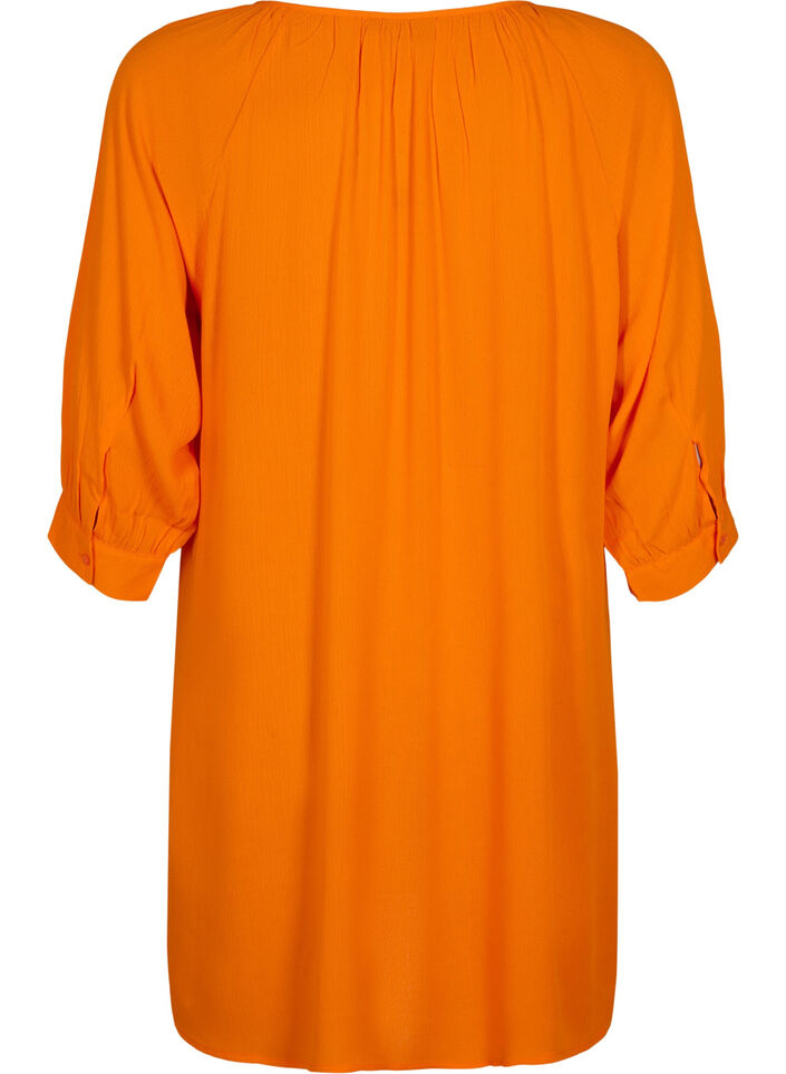 Tuniek van viscose met 3/4-mouwen, Oranje, Packshot image number 1