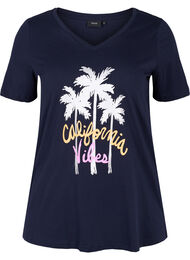Katoenen t-shirt met v-hals, Night Sky California