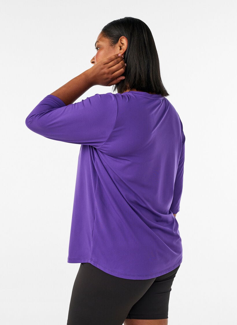 Sporttop met 3/4 mouwen, Paars, Model image number 2