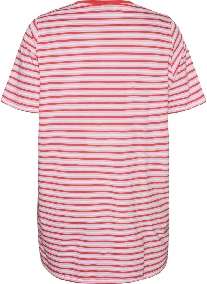 Lang oversized gestreept T-shirt in biologische katoen, Paars, Packshot image number 1