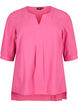 FLASH - Katoenen blouse met halflange mouwen, Raspberry Rose, Packshot image number 0