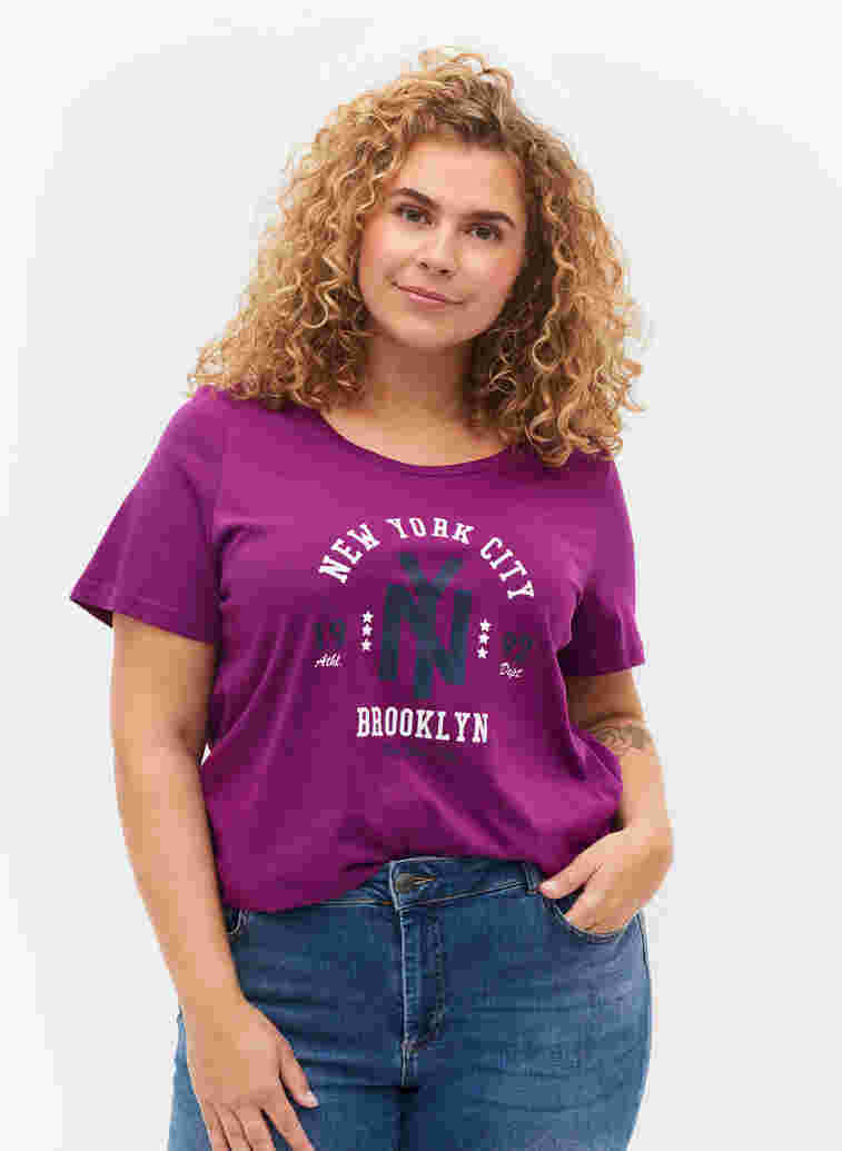 Katoenen t-shirt met print, Grape Juice, Model image number 0