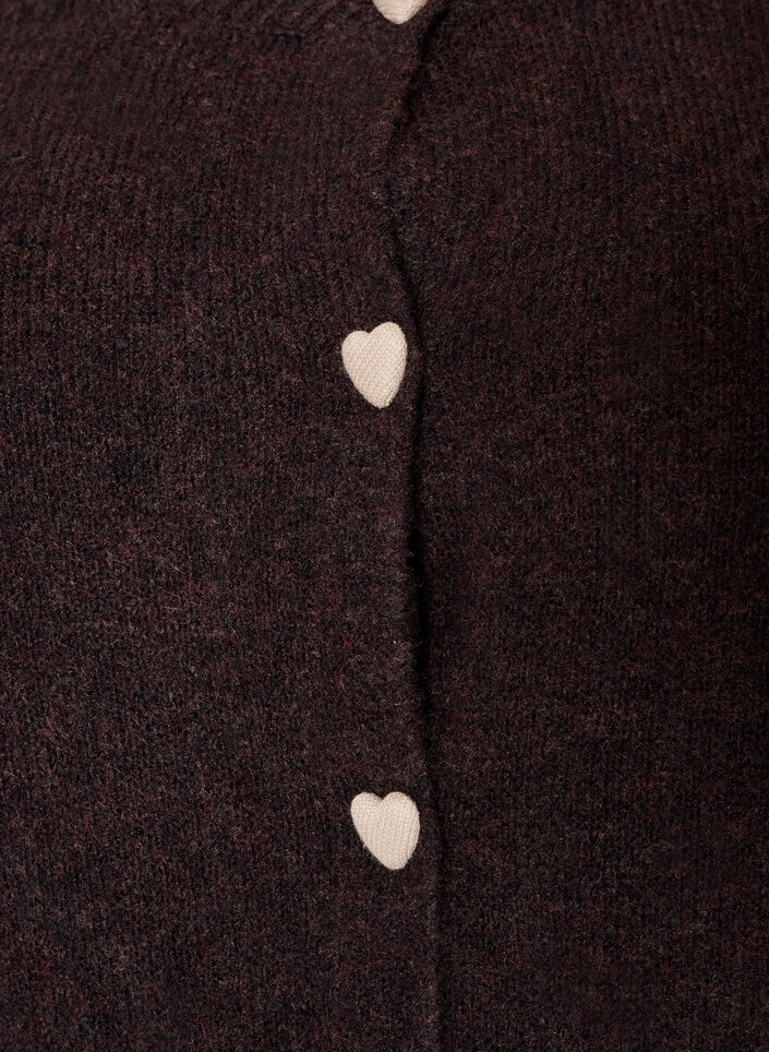 Cardigan met hartvormige knopen, Bruin, Packshot image number 2