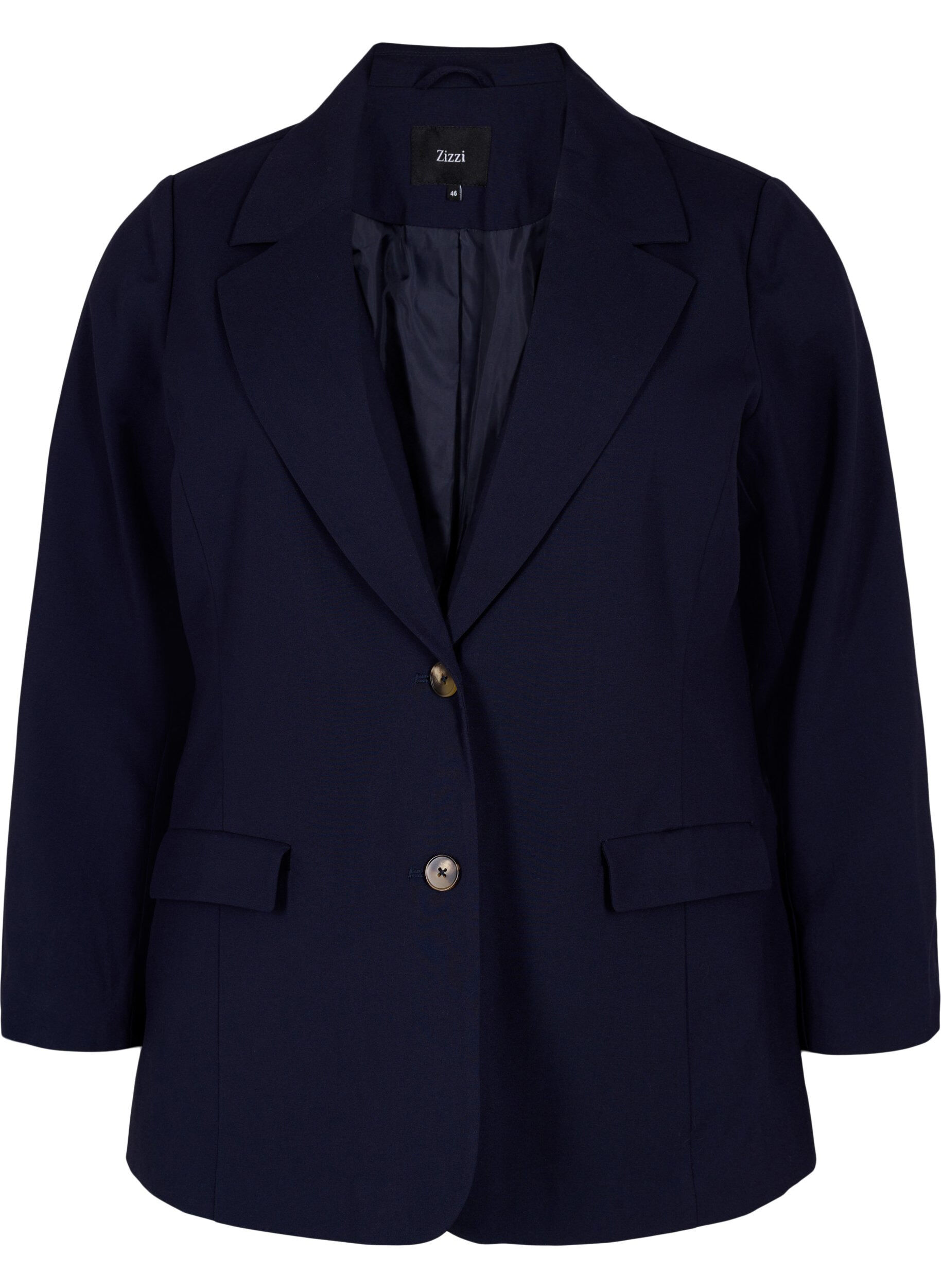Zizzi Klassieke blazer met knoopsluiting, Night Sky, Packshot image number 0